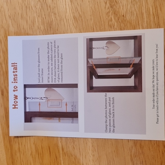 Photo frame 2 sides, NIB, 4x6 Teacher Heart, rotating NWOT Instructions - Picture 3 of 4